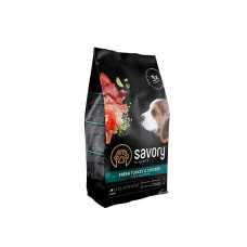 Сухий корм SAVORY з індичкою та куркою для цуценят усіх порід, 3 кг