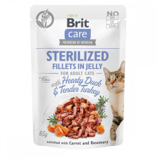 Вологий корм Brit Care Cat Pouch Fillets in Jelly - для кастрованих котів, з качкою та індичкою в желе 85 г