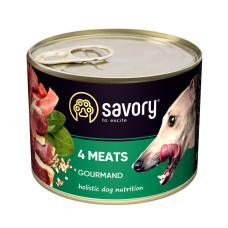 Вологий корм SAVORY повнораціонний з чотирма видами м’яса для дорослих собак усіх порід, 200 г