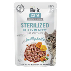 Вологий корм Brit Care Sterilized Fillets in Gravy Hearty Rubbit - для стерилізованих котів, філе в соусі з кроликом 85 г