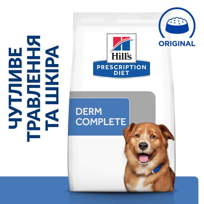 Hill’s PRESCRIPTION DIET Derm Complete Сухий корм для собак при харчовій алергії та атопічному дерматиті, 12 кг