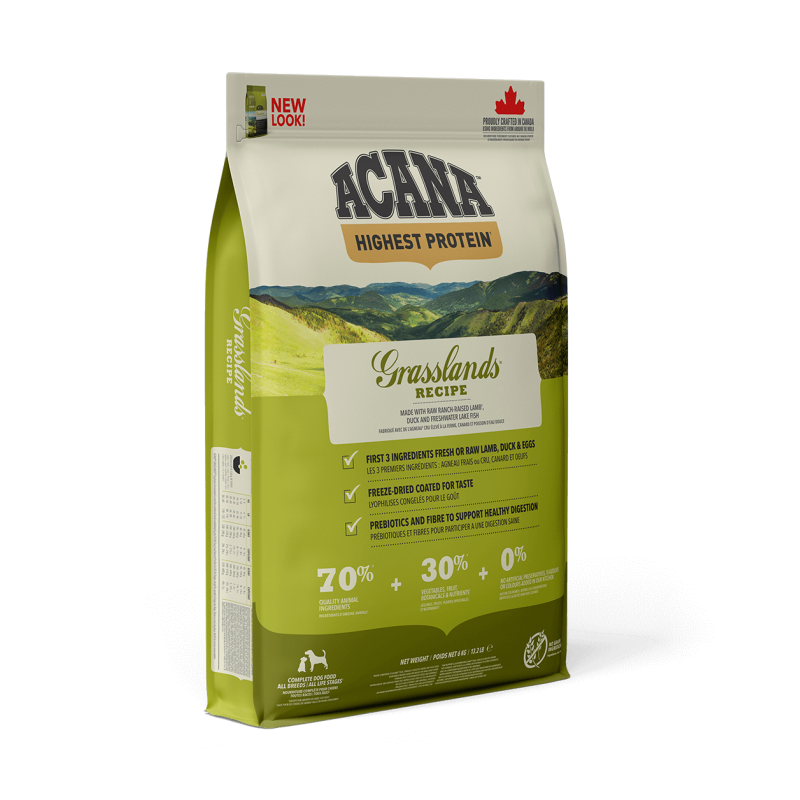 Сухий корм ACANA Grasslands Dog Recipe з ягням, качкою та рибою для дорослих собак усіх порід, 6 кг