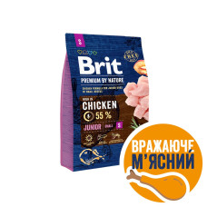 Сухий корм Brit Premium Dog Junior S (курка) для цуценят і молодих собак дрібних порід 1–10 кг, від 1 до 12 місяців, 3 кг