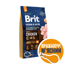 Сухий корм Brit Premium Dog Adult M (курка) для дорослих собак середніх порід 10–25 кг, 8кг