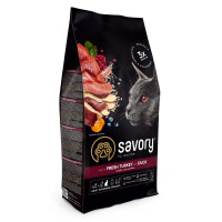 Сухий корм SAVORY з індичкою та качкою для стерилізованих котів, 2 кг