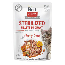 Вологий корм Brit Care Sterilized Fillets in Gravy Hearty Duck - для стерилізованих котів, філе в соусі з качкою 85 г