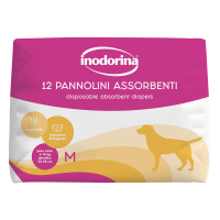 Підгузки для собак сук абсорбуючі з індикатором вологості Inodorina Pannolini Assorbenti, 12 шт, розмір M