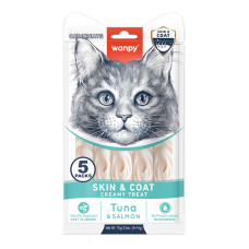 Кремові функціональні ласощі для котів Wanpy Functional Creamy Lickable Treat Skin & Coat 70 г