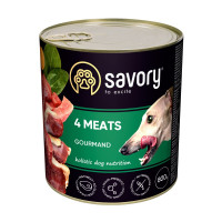 Вологий корм SAVORY з чотирма видами м’яса для дорослих собак усіх порід, 800 г