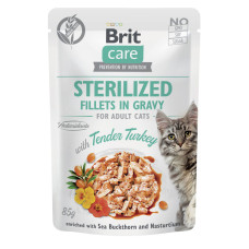 Вологий корм Brit Care Sterilized Fillets in Gravy Tender Turkey - для стерилізованих котів, філе в соусі з індичкою 85 г