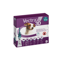 Ветеринарний засіб Vectra 3D для собак вагою 4,1–10 кг від бліх, кліщів і комарів, 3 піпетки × 1,6 мл