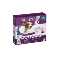 Ветеринарний засіб Vectra 3D для собак вагою 4,1–10 кг від бліх, кліщів і комарів, 3 піпетки × 1,6 мл