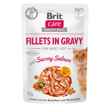 Вологий корм Brit Care Cat Pouch Fillets in Gravy - для дорослих котів, філе в соусі з пікантним лососем 85 г