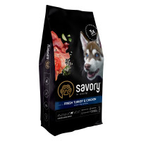 Сухий корм SAVORY з індичкою та куркою для юніорів великих порід, 12 кг