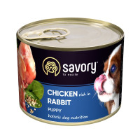 Вологий корм SAVORY з кроликом для цуценят усіх порід, 200 г
