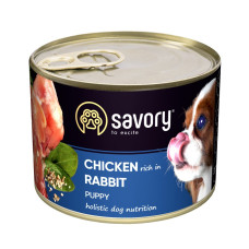 Вологий корм SAVORY з кроликом для цуценят усіх порід, 200 г