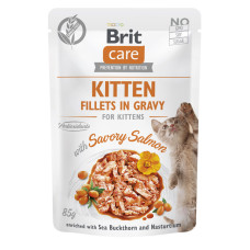 Вологий корм Brit Care Kitten Fillets in Gravy Savory Salmon - для кошенят, філе в соусі з лососем 85 г