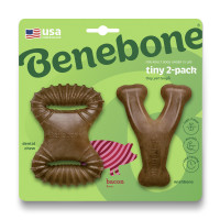 Набір іграшок для гризіння Benebone Tiny 2-Pack «Дентал кістка + Важіль» зі смаком бекону для собак, до 7 кг