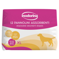 Підгузки для собак сук абсорбуючі з індикатором вологості Inodorina Pannolini Assorbenti, 12 шт, розмір XL