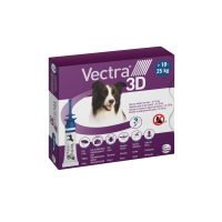 Ветеринарний засіб Vectra 3D для собак вагою 10,1–25 кг від бліх, кліщів і комарів, 3 піпетки × 3,6 мл