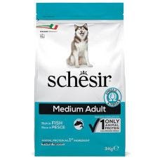 Сухий монопротеїновий корм Schesir Dog Medium Adult Fish – для собак середніх порід з рибою 3 кг