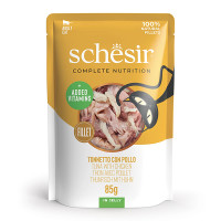 Вологий корм для котів Schesir Tuna and Chicken – тунець з курячим філе в желе ( пауч ) 85 г.