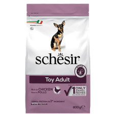 Сухий монопротеїновий корм Schesir Dog Toy Adult Chicken – для собак міні порід з куркою 800 г