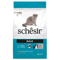 Сухой монопротеиновый корм Schesir Cat Adult Fish – для взрослых кошек с рыбой 400 г