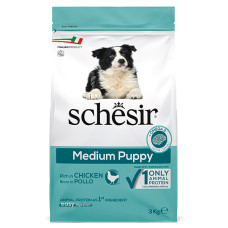 Сухий монопротеїновий корм Schesir Dog Medium Puppy Chicken – для цуценят середніх порід з куркою 3 кг