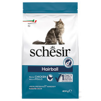 Сухий монопротеїновий корм Schesir Cat Hairball – для котів з довгою шерстю для виведення шерсті 400 г