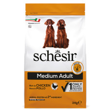 Сухий монопротеїновий корм Schesir Dog Medium Adult Chicken – для собак середніх порід з куркою 3 кг