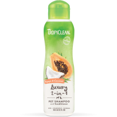 Шампунь-кондиціонер для собак і котів TropiClean Papaya & Coconut з папаєю та кокосом 355 мл