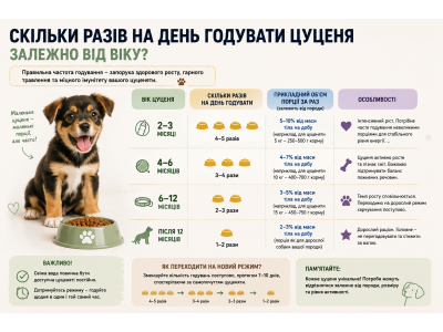 Скільки разів на день годувати цуценя залежно від віку?